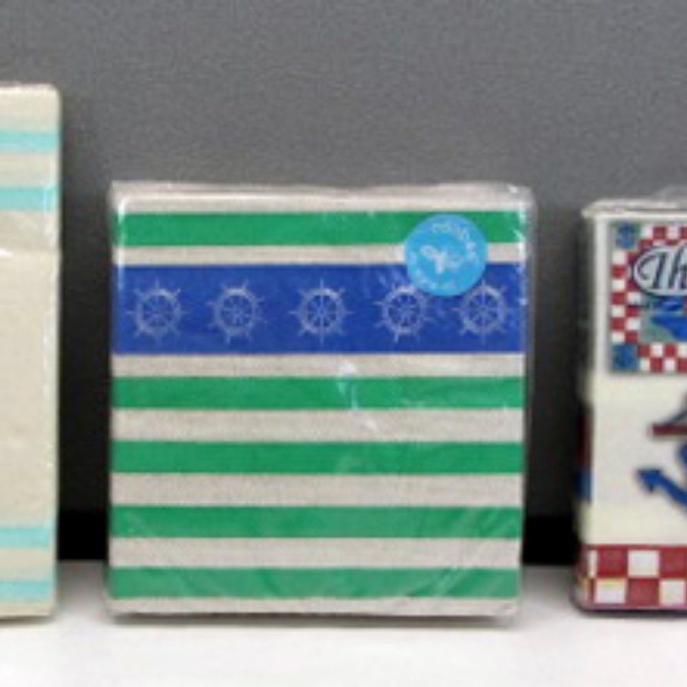Nautical Maritime Napkins.  Anchors, Ships Wheel, lighthouse, lobsters, flags.